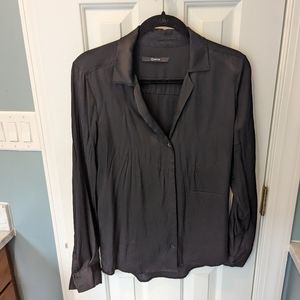 Quince Black silk shirt